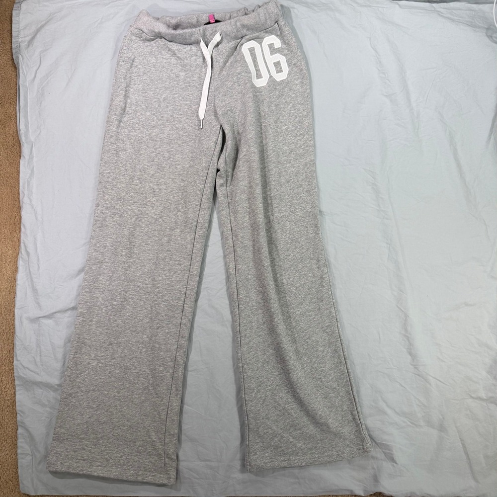 Edikted Womens 06 Patch Wide Leg Sweatpants Heather Grey Drawstring Size S